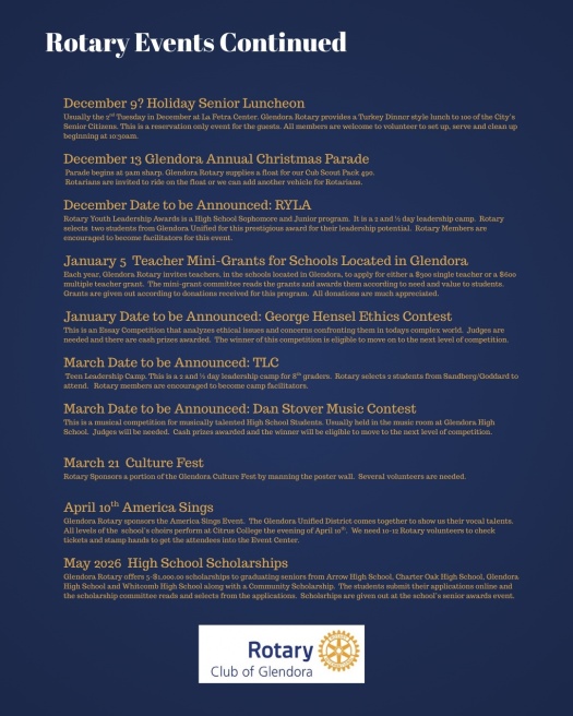Rotary 2025-2026 Schedule Page 2